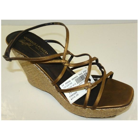 Donald Pliner Shaba 76A2 Bronze Strappy Wedge NEW - Picture 1 of 8